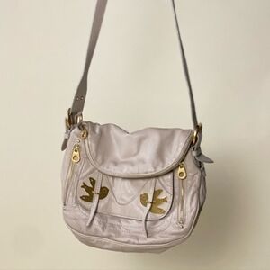 EUC Marc by Marc Jacobs Petal To The Metal Tan and Gold Crossbody Bag Bird Dove